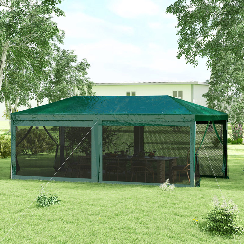 Abri pour réception Outsunny, H 99 po x l 231 po x P 117 po, Vert