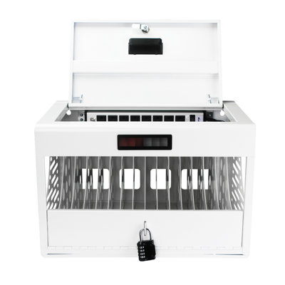 16 Locking Charging Cabinet - White, Space For Office, , , With Secured Handheld Device Storage Station Lockable, Stores & Charges Up To 16 Computing Devices