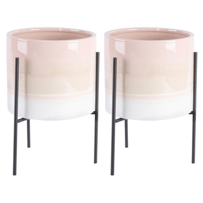Nicola Spring - Reactive Glaze Plant Pots on Stands - 19cm