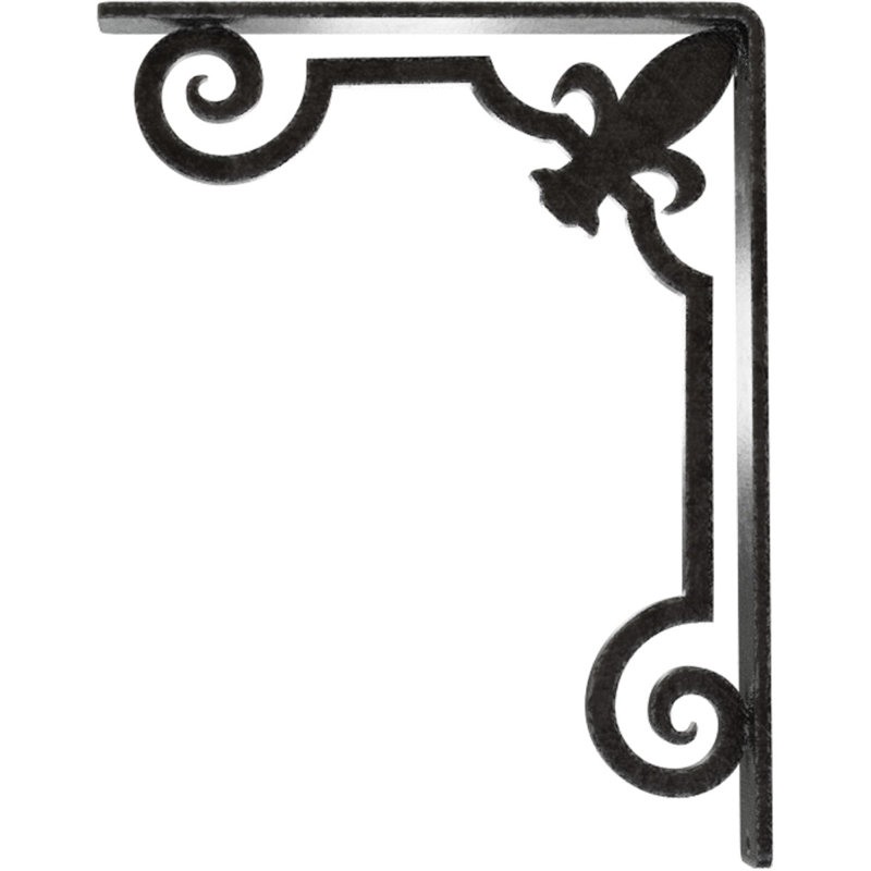 Support en fer forgé Fleur De Lis, Étain antique, H 10 po x l 1,5 po x P 7,5 po