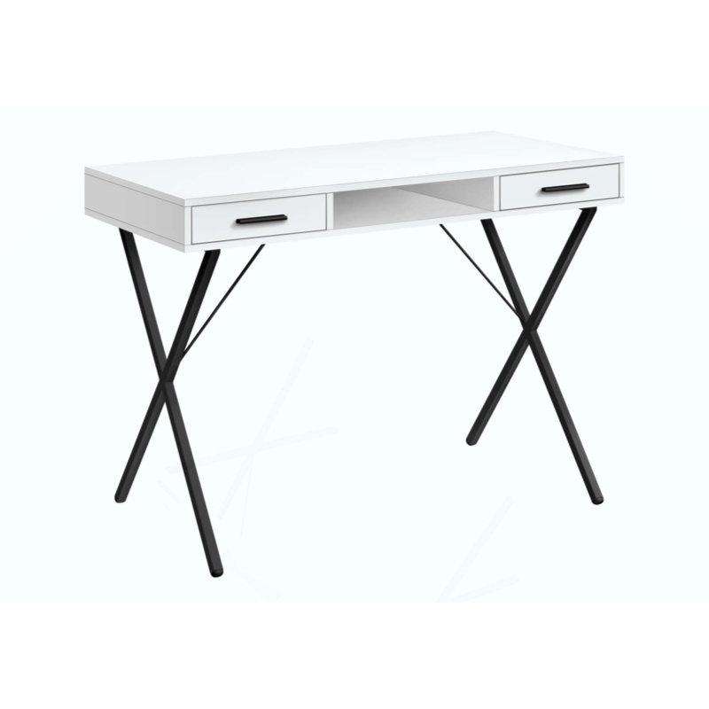 Bureau d'ordinateur, bureau personnel, ordinateur portable, installation à gauche, à droite, tiroirs de rangement, travail, métal, contemporain, moderne