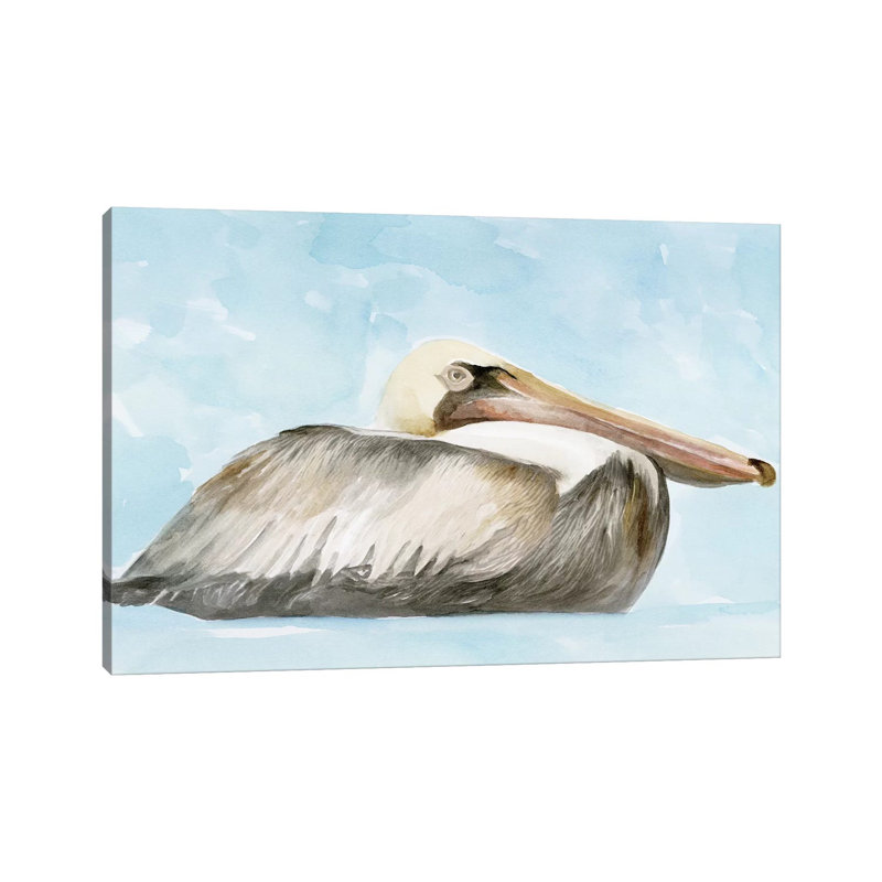 «Soft Soft Pelican I» par Stellar Design Studio - peinture sur toile tendue, H 40 po x l 60 po x 1,5 po