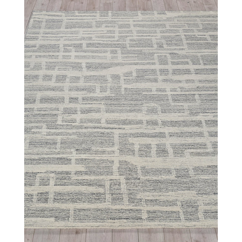 Exquisite Rugs Park City Handmade Hand-Tufted New Zealand Wool On Canvas Gray/Ivory Area Rug, Rectangle 12' x 15'