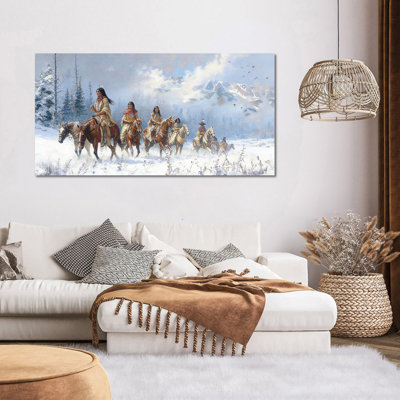 Art mural sur toile Crosslin - Peinture sereine, œuvre d'art indienne pour la décoration intérieure, toile tendue avec cadre en pin, 12 po x 24 po