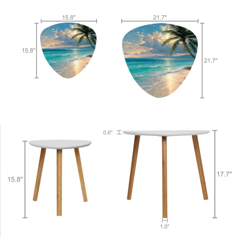 Ensemble de 2 tables basses gigognes Triangle Tropic Beach Palm Summer Holiday