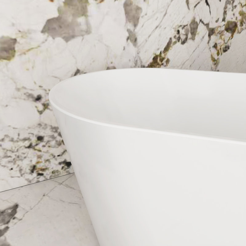 59'' X 30'' Acrylic Freestanding Soaking Bathtub In Glossy White, Glossy White