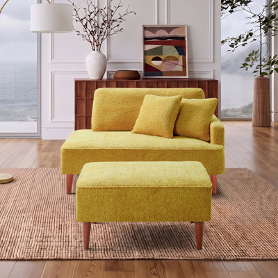 Chaise longue et tabouret rembourrés Mashawna
