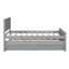 Lit plateforme simple avec lit gigogne et tiroirs, gris, lit-120073242