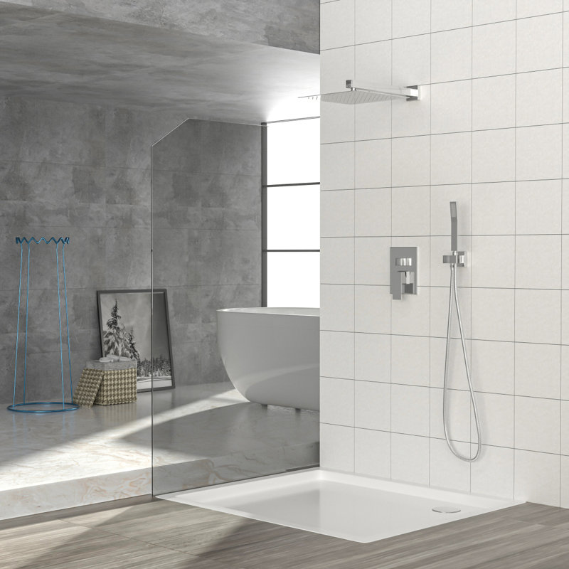 Double système de douche mural à fixation murale 10 po avec valve Roughin, chrome
