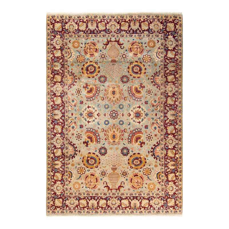 Tapis unique rouille noué à la main de 6 pi 1 po x 8 pi 10 po Keenan