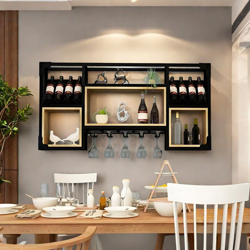 Petit support à vin mural, H 24 po x l 47,2 po x P 9,8 po