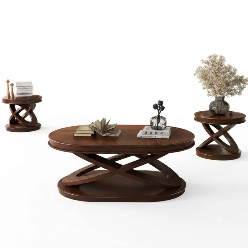 Ensemble de 3 tables basses (espresso), Espresso