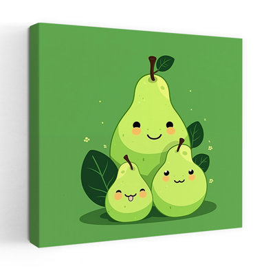 Happy Pear Family Minimalist Abstract Contemporary Fruit Landscape Wall Art Print