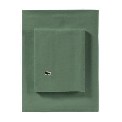 Taies d'oreiller en percale de coton Lacoste - sensation vive et respirante, literie douce et légère, très grand, vert lierre