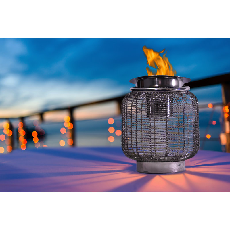 Stainless Steel Chrome Free-standing Gel Fire Pit Lantern