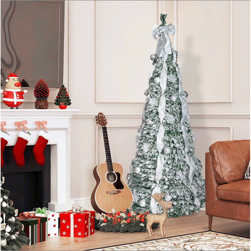 Arbre de Noël artificiel escamotable 6 pi avec 150 lumières chaudes
