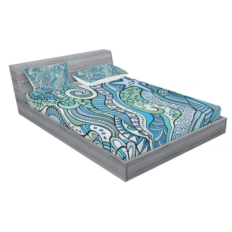 Abstract Microfiber Geometric Sheet Set, Full/Double Sheet Set + Fitted Sheet + 2Pillowcase