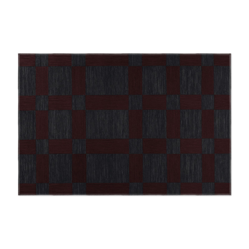 Tapis d'intérieur et d'extérieur à carreaux brun, Rectangulaire 3 pi x 5 pi