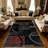 1PC Modern Abstract Distressed Geometric Circle Black Grey Red Print area rugs for Living Room, Soft, All seasons, Easy-maintain, Washable Indoor mat, Farmhouse suitable for for dining table, bedroom, entryway...-208650044