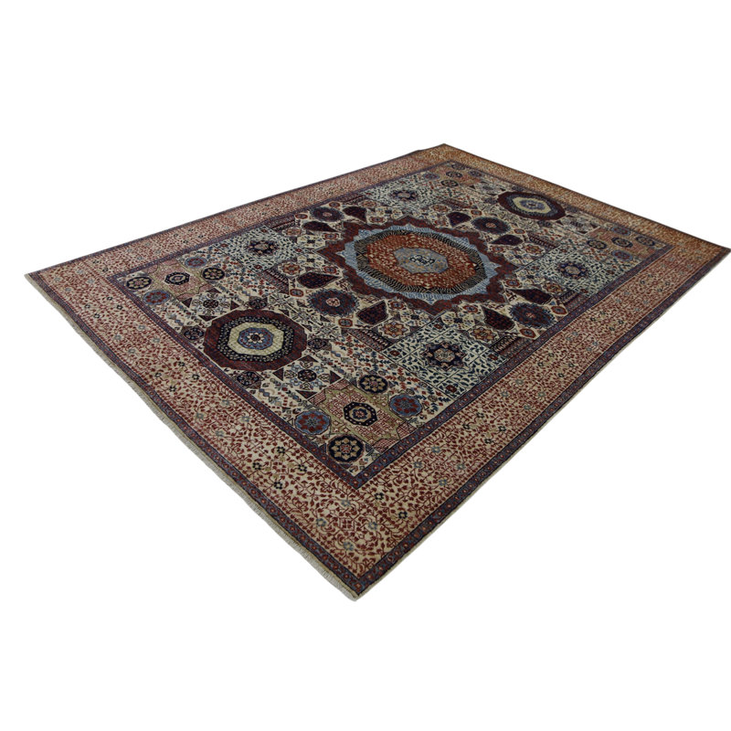 Hand Knotted Wool Area Rug in Beige
