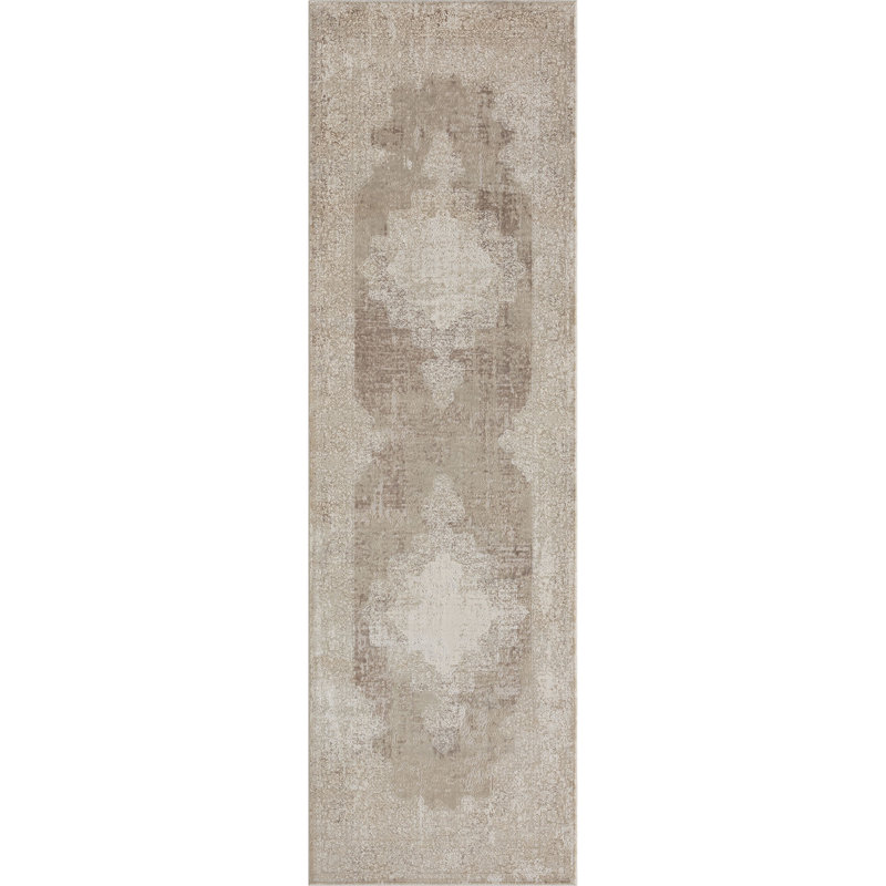 Tapis ivoire / beige Guenter, Tapis de couloir 2 pi 6 po x 8 pi