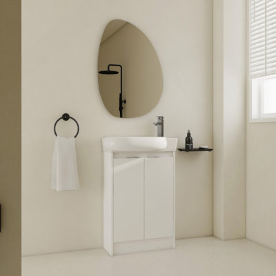 Meuble-lavabo autoportant de 23 po avec lavabo et portes à fermeture douce