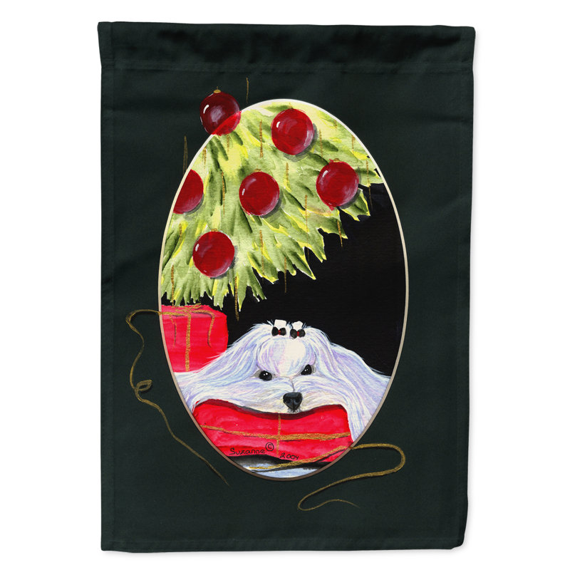 Drapeau de jardin 2 côtés arbre de noël avec maltais