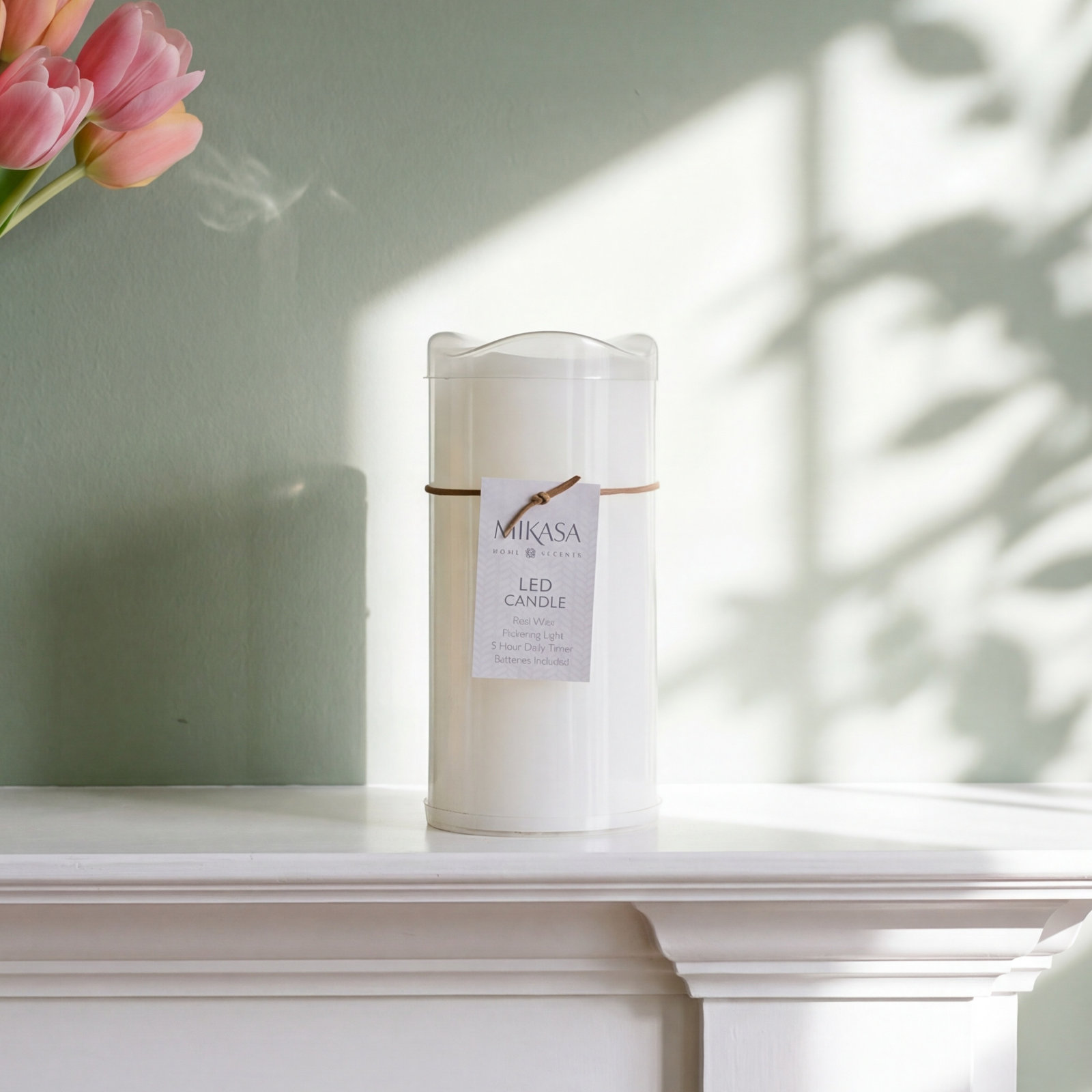 Wavy Top LED Flameless Pillar Candle, 8"L x 4"W