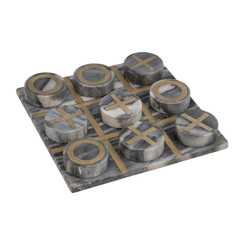 Jeu de tic tac toe décoratif et contemporain, H 3 po x l 12 po x P 12 po, Noir