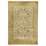 Hand Knotted Wool Area Rug in Cream And Gold