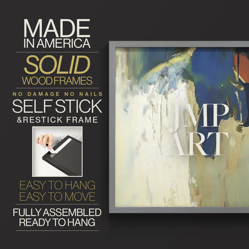 Abstract Series-XVII -Framed Print - Restickable, 16" H x 20" W, Grey