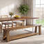 Banc de salle à manger 70,87 po en bois massif avec tablette de rangement pour salle à manger