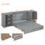 Grand lit escamotable avec port USB, petites armoires et tiroirs-1357964509