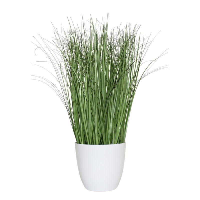 Herbe artificielle 24 po en pot blanc