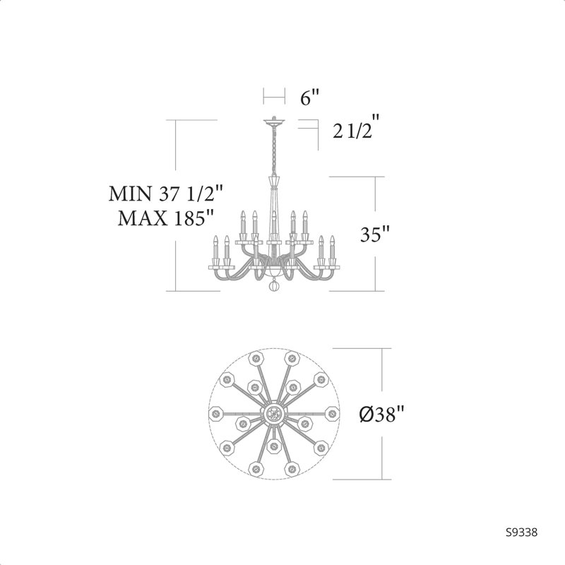 Amadeus 15 Light Crystal Chandelier, Black