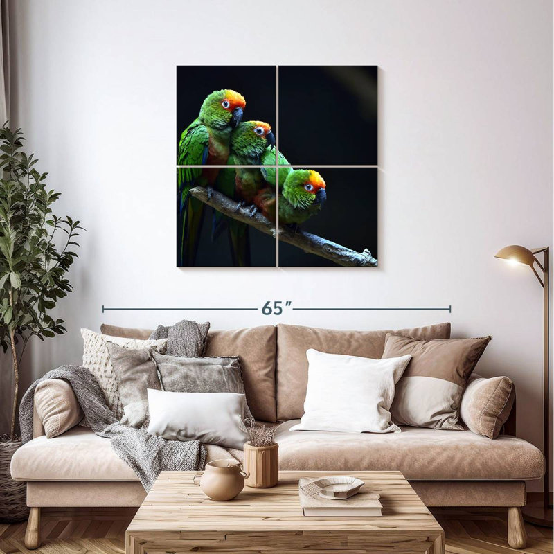 Brampt Golden Capped Parakeets, 38" H x 38" W