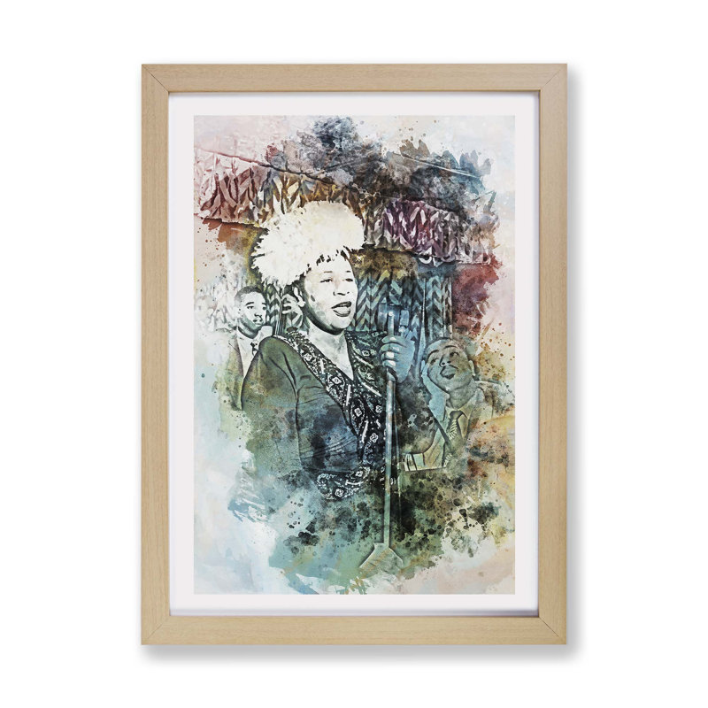 Ella Fitzgerald - Single Picture Frame Painting, Oak, 45cm H x 63cm W x 2cm D