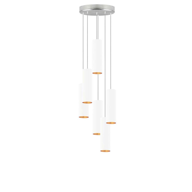 Donn 6 - Light Cluster Pendant, White, Polished Chrome