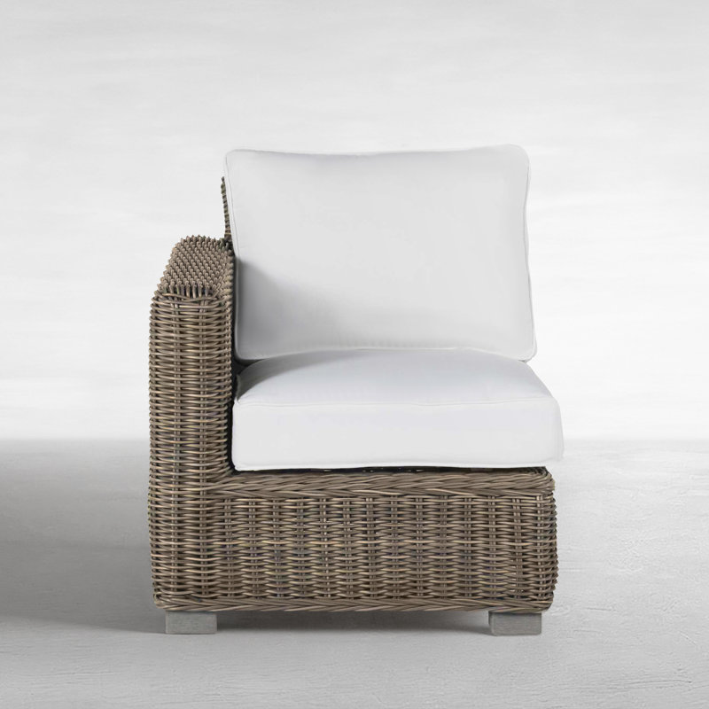 Rustic Woven Sectional Left, No Welt, Canvas Sand, Oyster
