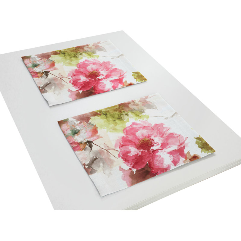 Bartling Polyester Floral Rectangle Placemat, Pink