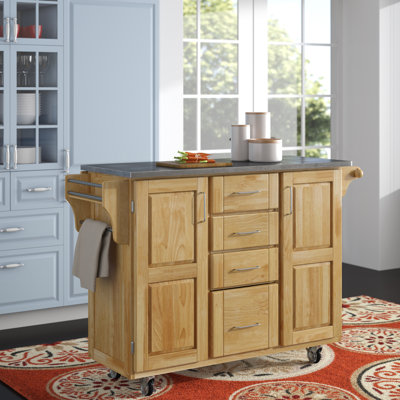 Kinch 52.5 " W Kitchen Cart with Stainless Steel Top