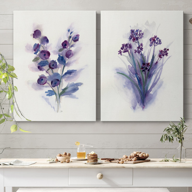 «Pretty in Purple I», ensemble de 2 reproductions d'art, Pas de tapis, H 48 po x l 72 po x P 1 po, Toile tendue