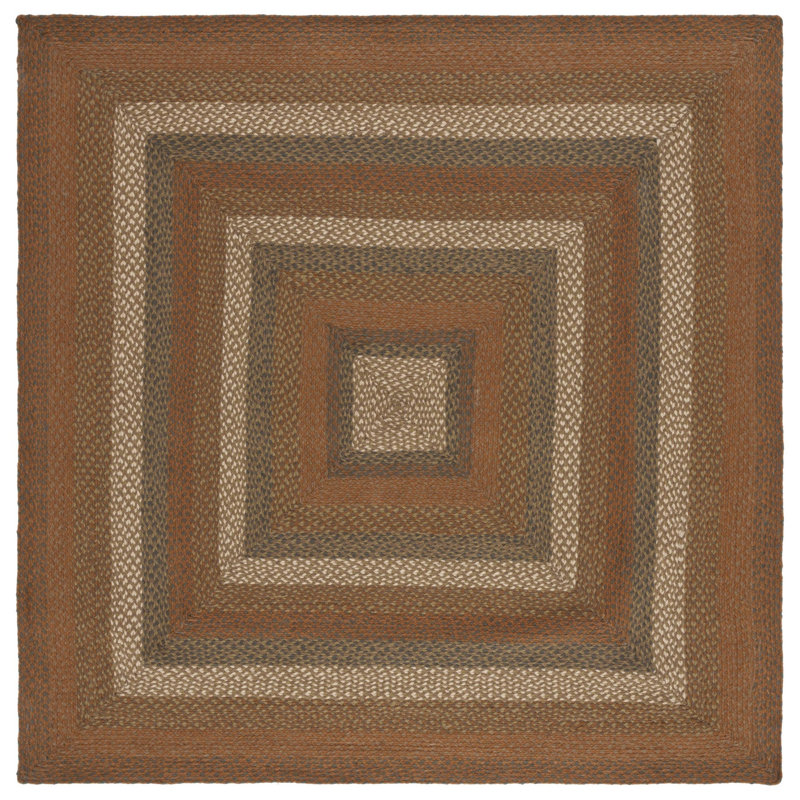 Halim Flat Weave Jute Geometric Rug, Square 6'