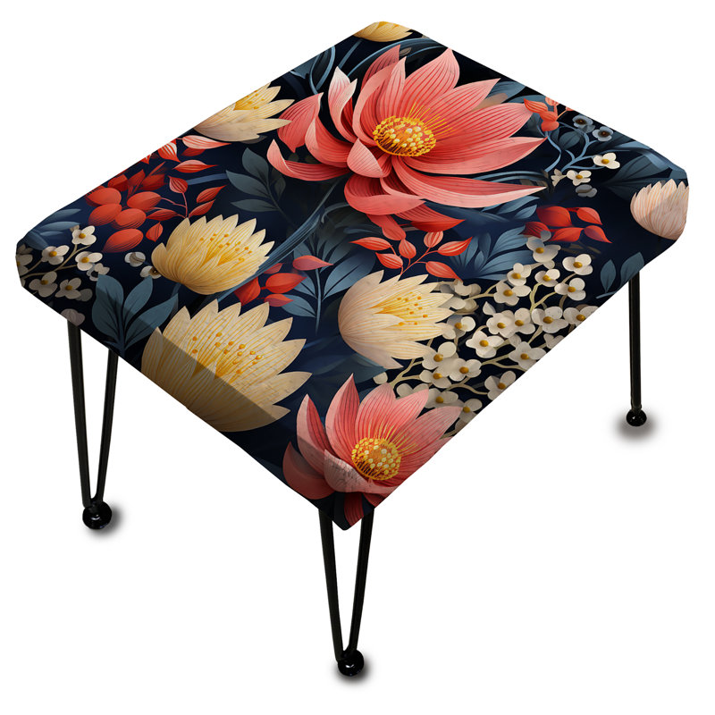 Yellow & Pink Contemporary Essence Fusion Floral - Floral Rectangle Ottoman