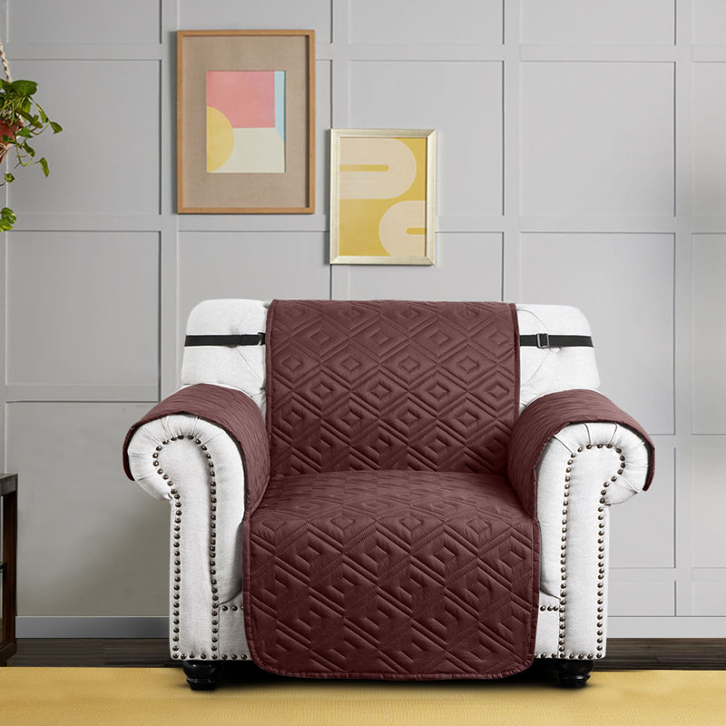 Microfiber / Microsuede Box Cushion Sofa Slipcover, Brown/Beige