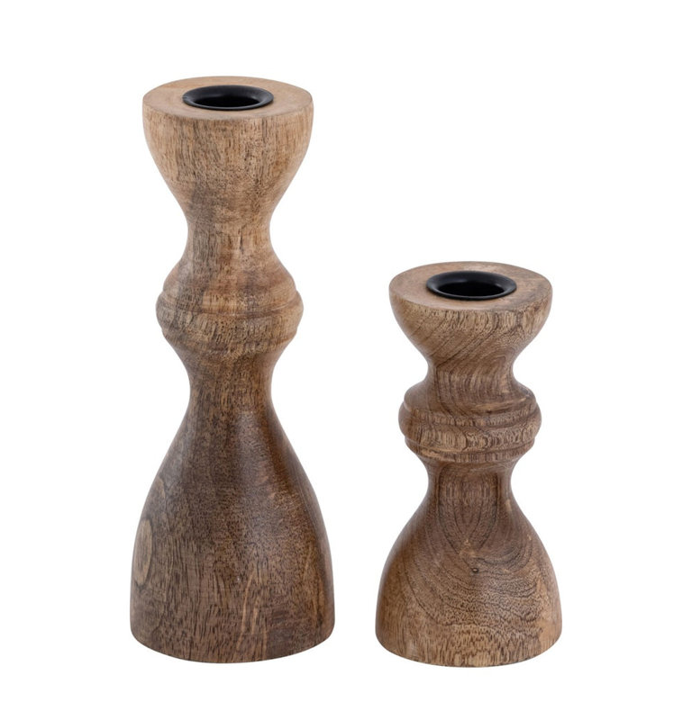 2 Piece Wood Candelabra Set