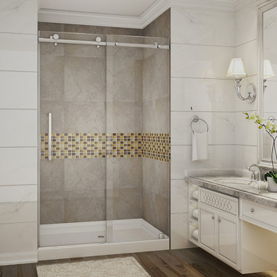 Moselle 77.5" H Single Sliding Frameless Shower Door