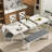 6-Piece Extendable Dining Table Set For 6-8 People Expandable 71"-90" Solid Wood Legs Kitchen Table & 4 Upholstered Chairs & 1 Bench Space-Saving Set For Dining Room, Kitchen