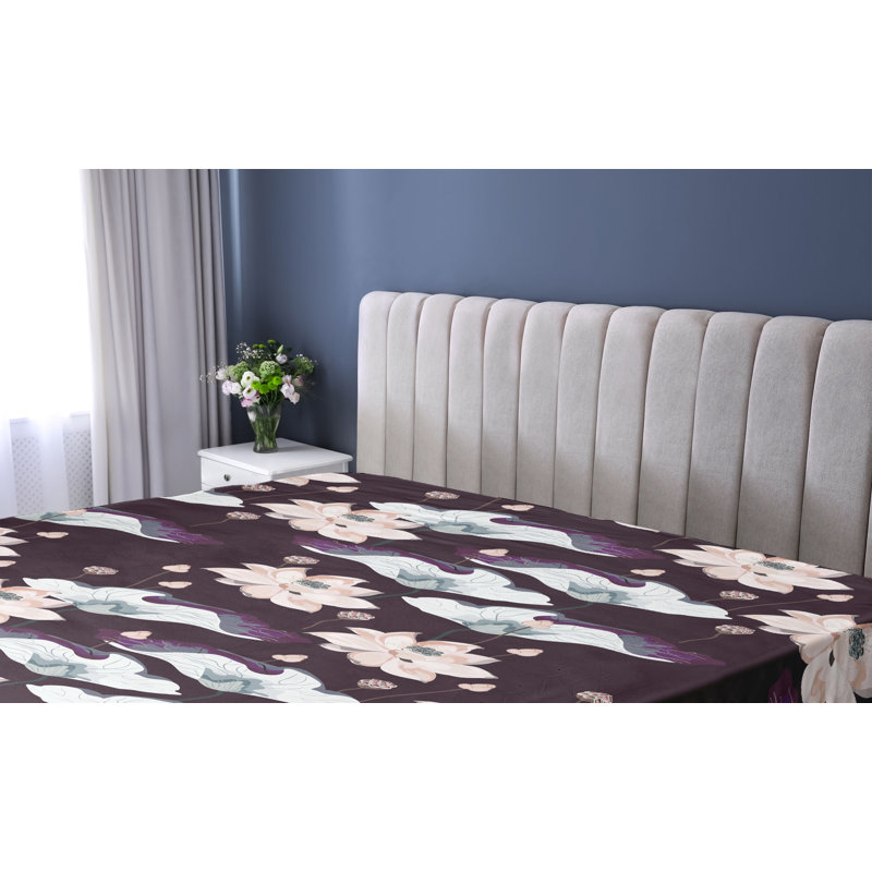 Drap-housse à motif floral Ambesonne, Drap-housse de taille très grand, Marron foncé, saumon pâle / floral