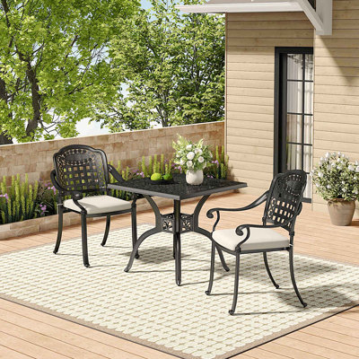 Tobiah 2 - Person Patio Dining Set with Rectangular Table , Cushions Included